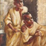 Oljemålning, Rudolf Gowenius (1896-1960), Sverige. Barn, 41x31
